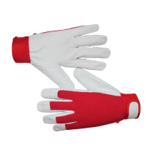 10 Inch Beige Pig Grain Leather Labor Gloves with Red Back for Driver
